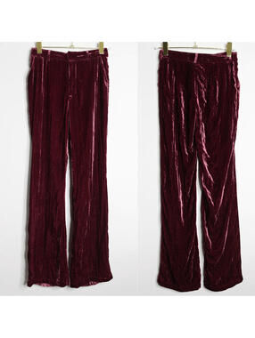Kimchi Blue Wine Velvet High Waist Boot Cut Pants - 0